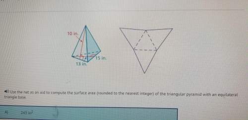 Use the net as an aid to compute the surface area (rounded to the nearest integer) of the triangular