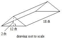Find the volume of the triangular prism. 1.864 ft  2. 432 ft  3. 216 ft
