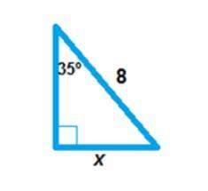 Decide which trigonometric ratio to use. solve for x in the triangle below. round your answer to the