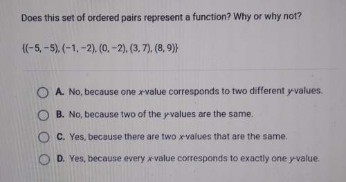 Question 6 of 252 pointsdoes this set of ordered pairs represent a function? why or why