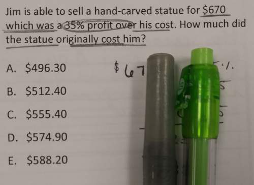 Jim is able to sell a hand-carved statue for $670 which was a 35% profit over his cost. how much did