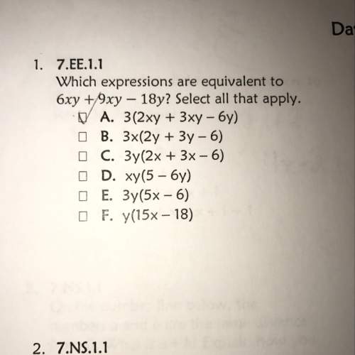 Which expressions are equivalent to 6xy + 9xy - 18y