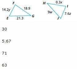 Brainliest if right! triangle efg is congruent to triangle jih. find the value of x.