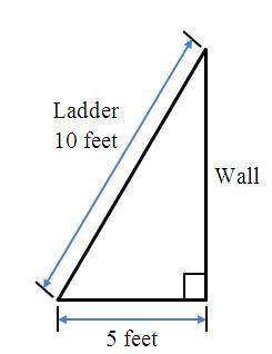 mark placed a ladder against a wall. the bottom of the ladder was 5 feet away from the wall.