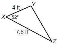 Use the law of cosines to find the length of yz to the nearest tenth of a foot.
