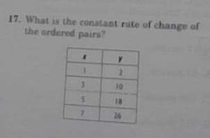 What is the constant rate of change for number 17?