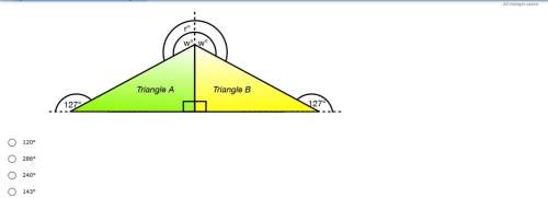 Angle r° = 2w°. what is the measure of angle r°?  a. 120 degrees b. 286 degrees