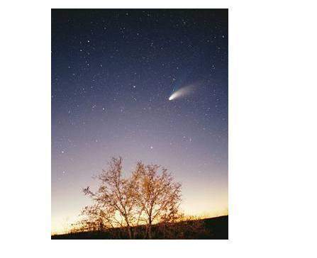 The image in the picture is a comet. what characteristic best identifies it as a comet?  a) co