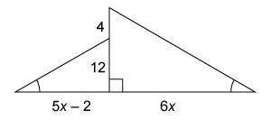 The two triangles are similar, what is the value of x?