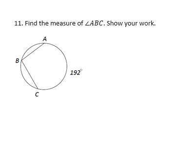 10 !  find the measure of ∠abc. show your work.