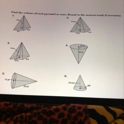 Find the volume of each pyramid or come. round to the nearest tenth if necessary.