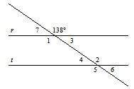 Line r is parallel to line t. find the measurement of angle 6. the diagram is not to scale.