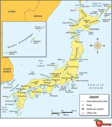 Referring to the map, which of the following explains why japan was often isolated from the influenc