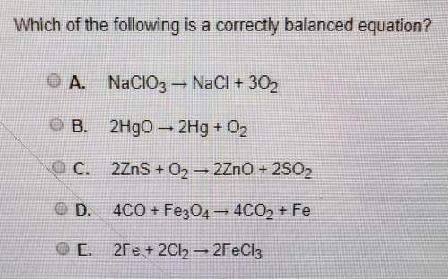 Which of the following is a correctly balanced equation?