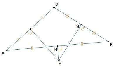 Point y is the circumcenter of triangle def which statement is true about point y?