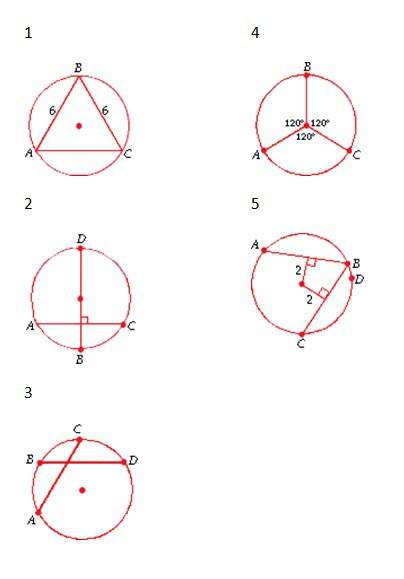 Can you conclude that arc ab = arc bc in these 5 figures?
