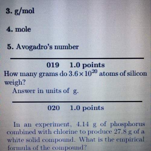 How many grams do 3.6 x10^20 atoms of silicon weigh?