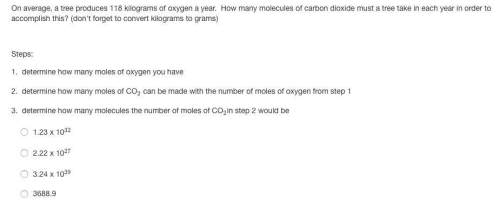 On average, a tree produces 118 kilograms of oxygen a year. how many molecules of carbon dioxide mus