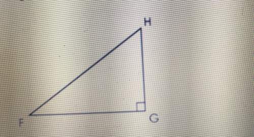 Right triangle fhg is shown. the cosine of