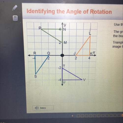 Use the graph to complete the statements the green triangle is rotated y degrees to form