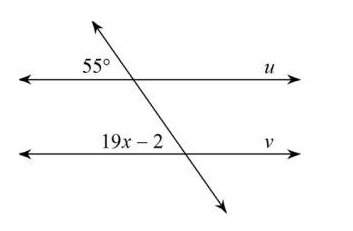 Line u is parallel to line v. what is the value of x?