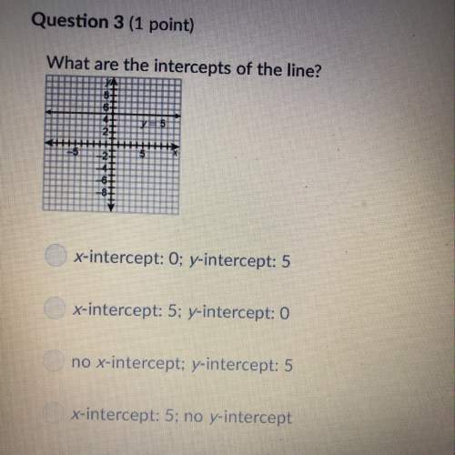What are the intercepts of the line?  a. x-intercept: 0: y-intercept: 5 b