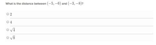 what is the distance between (-5, -6) and (-3, -8)?  answer choices are on