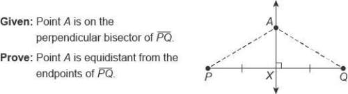 What are the missing parts that correctly complete the proof?  given: point a is on the