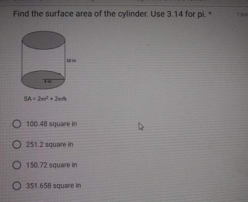 Find the surface area of the cylinder use 3.14 for pi