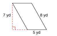 Find the area of the parallelogram shown. 35 yd^2 24 yd^2 26 yd^