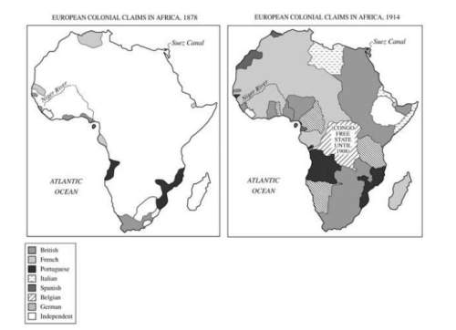 Identify and explain a reason why the colonial claims outlined in the map on the right did not occur