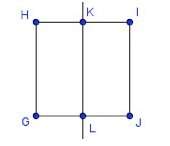If square ghij is dilated by a scale factor of five about the center of the square, dilated line k'l