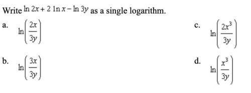 Write ln 2x + 2x ln x -ln 3y as a single logarithm.