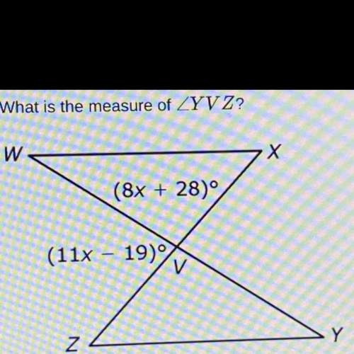 Can someone :  in the figure , wy and xz intersect at point v , the measure of wvz is