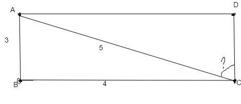 In the diagram, rectangle abcd is split in half by like ac. what is the value of tan x?