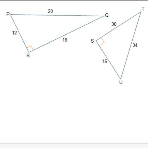 Using the side lengths of △pqr and △stu, which angle has a sine ratio of 4/5?  a. p
