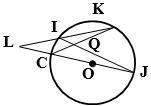 Given: m arc kj = 124°, m arc ic =38° find: m∠cqj, m∠lij.