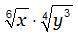 Multiply: ^6 sqrt x times ^4 sqrt y^3 rewrite the expression using rational exponents with a common