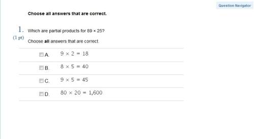 Which are partial products for 89 × 25?