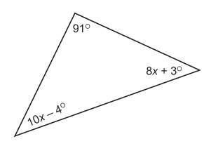 (angle/triangle problem 25points) what is the value of x?