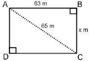 Abcd is a rectangle. what is the value of x?  2 meters 16 meters 63 meters 6