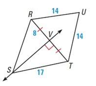 Assume that sv←→ is the perpendicular bisector of rt. if vr is congruent to vt, what is the length o