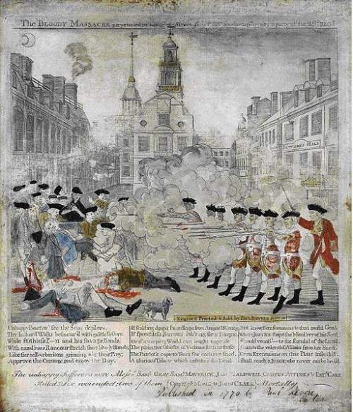 Compare and contrast the colonial and british perceptions of the boston massacre and revere’s engrav