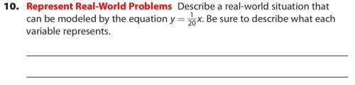 Describe a real-world situation that can be modeled by the equation y=1/20 x.