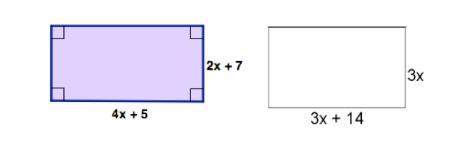 What is the combined perimeter of these two rectangles?  a) 6x + 14  b) 12x + 24