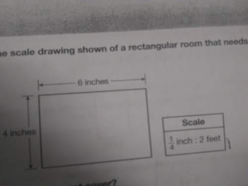 Nina makes the scale drawing shown of a rectangular room that needs new carpet
