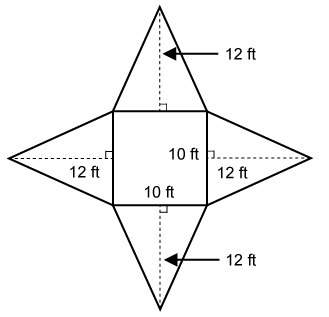 Agarden sculpture is in the shape of a square pyramid. its dimensions are shown in the net.