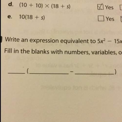 Write an expression equivalent to 5x squared-15x