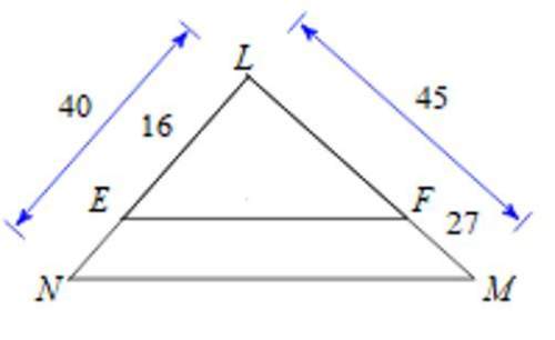 complete the following proof. given: le=16,ln=40,fm=27,lm=45 prove: ∆nlm~∆elf