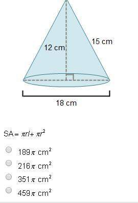 40 points answer ! what is the surface area of the cone? (use 3.14 for pie and round to the nearest
